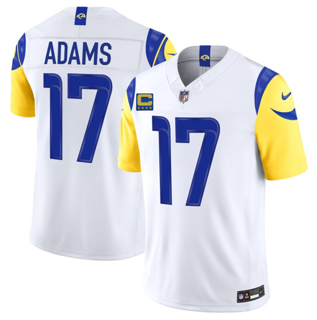 Men's White Los Angeles Rams #17 Davante Adams 2026 F.U.S.E. 4-Star C Patch Vapor Limited Stitched Football Jersey